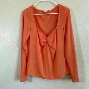 Aritzia Babaton Sweetheart Soho LongSleeve Twist front Orange Women size XL